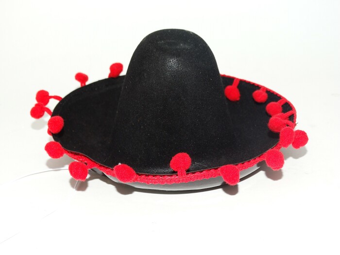 Шляпа пластик маленькая Мексиканская черная 15см