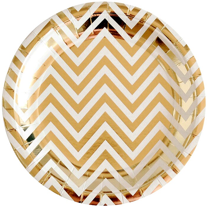 Тарелки бумажные 180мм Золотые зигзаги (уп6) ВВ
