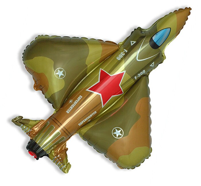 Шар фольга фигура Самолет истребитель военный 39" 97см Fm 1207-1278