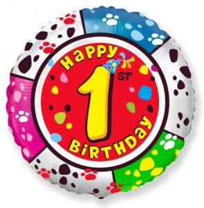 Шар фольга Цифра 18"/Fm круг Happy Birthday "1"