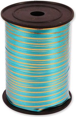 Лента бобина 5ммх250м с золотой полосой Бирюзовая