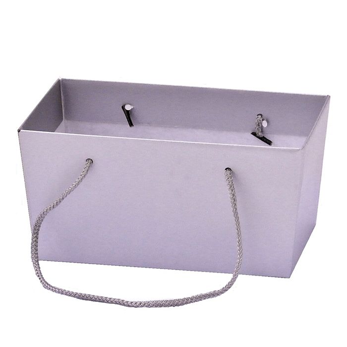 Коробка для цветов Трапеция Премиум Миди перламутр серебро 25,5х14,7х12,5см