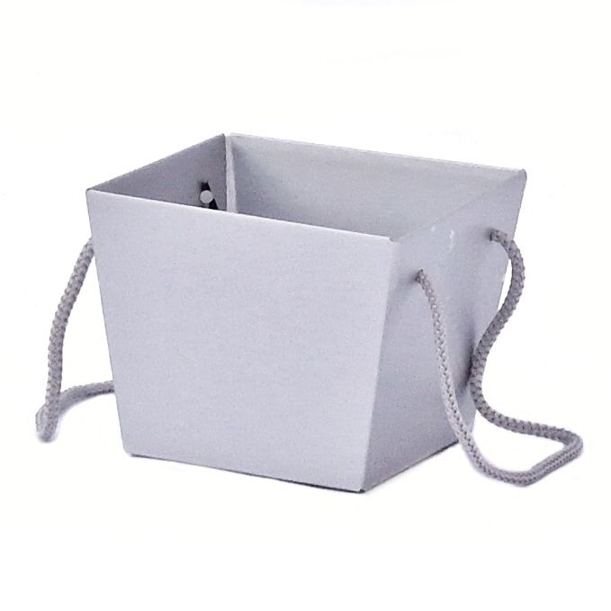 Коробка для цветов Трапеция Премиум перламутр серебро 11,8х15,4х12,5см