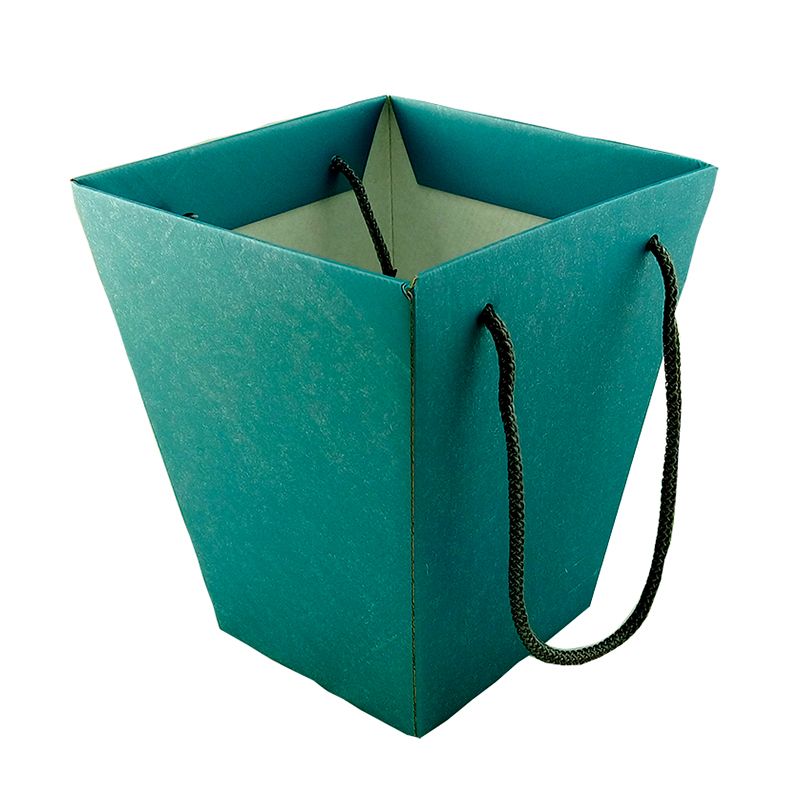 Коробка для цветов Трапеция Премиум перламутр сине-голубой 12,5х18х22,5см