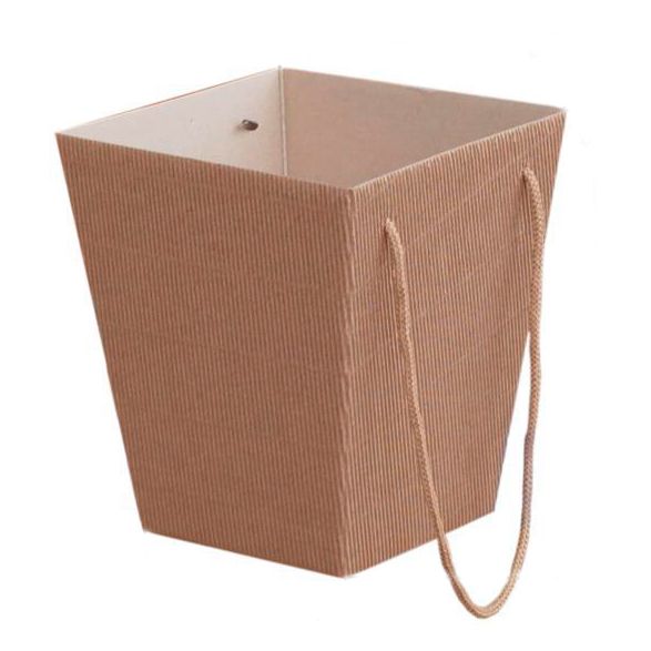 Коробка для цветов Трапеция Крафт вельвет 12,5х18х22,5см