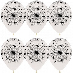 Шар латекс с рисунком 12"/Sp кристалл Пауки прозрачный 390 5ст (50шт)