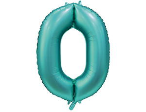 Шар фольга Цифра 40"/ВЗ Бирюза Teal "0" Сатин