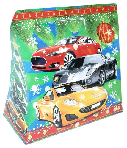 Коробка сборная большая сумка Машина 24х25см