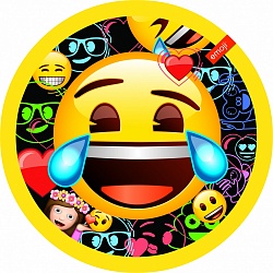 Тарелки бумажные 180 мм, 6 шт. Смайл Emoji чёрный