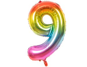 Шар фольга Цифра 40'' Градиент Радуга металлик "9" ВЗ