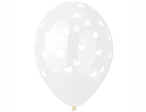 Шар латекс с рисунком 14"Bb кристалл Сердца белые шелкогр (25шт)