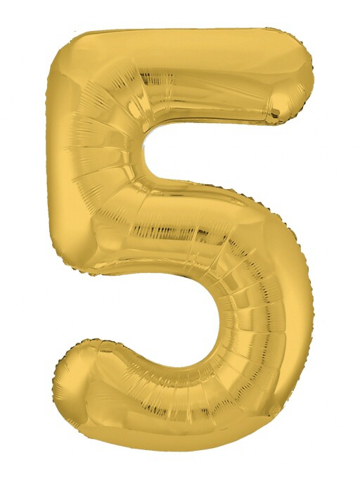 Шар фольга Цифра 40''/AG Slim Золото Gold "5"