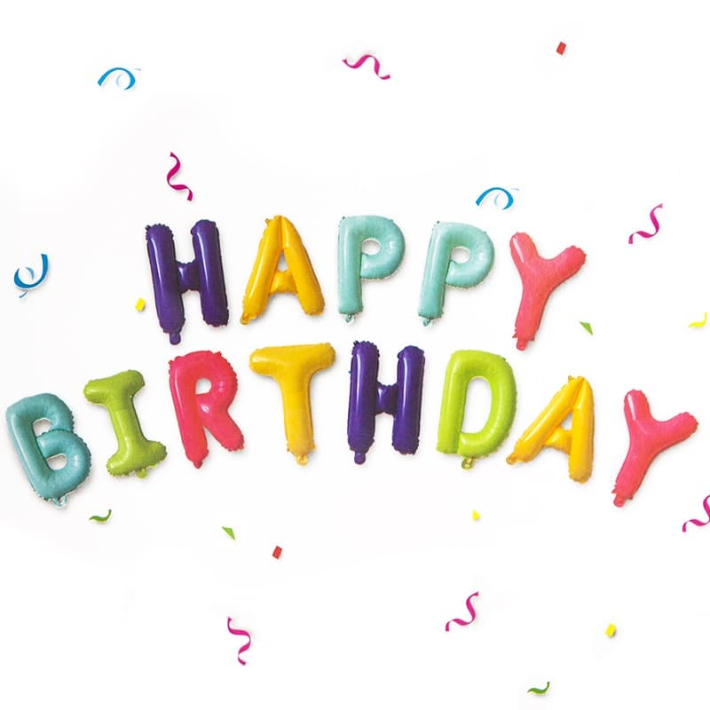 Шар фольга Буквы надпись Happy Birthday 16'' 41см ассорти Пастель макарунс FL