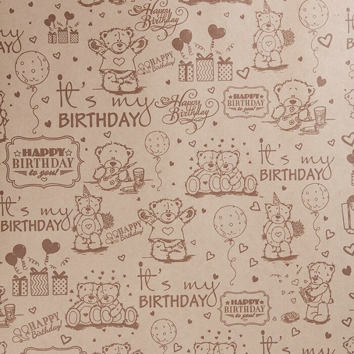 Бумага Крафт рулон 0,70х10м Мишки Тедди Коричневый ДБ