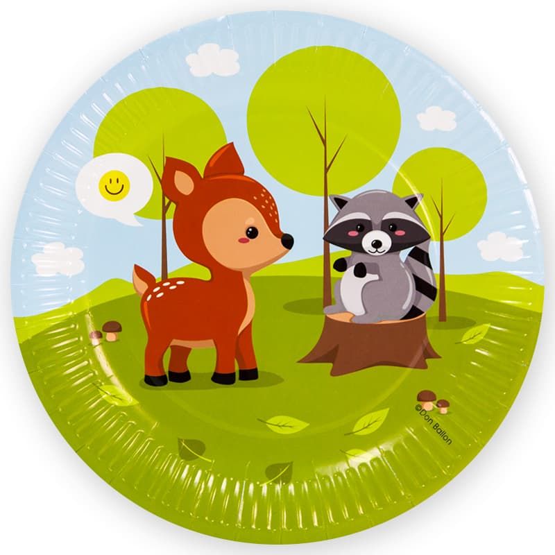 Тарелки бумажные 230мм Лесные зверята (уп6) ВесПраздник