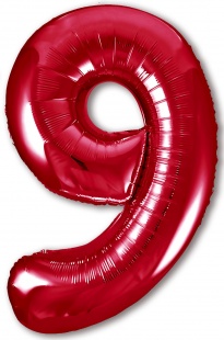 Шар фольга Цифра 40''/AG Slim Красная Red "9"