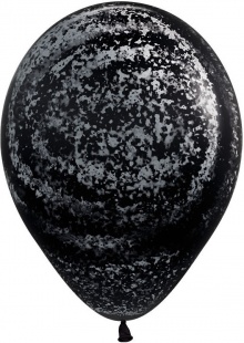 Шар латекс 12''/Sp пастель граффити 080 Черный MARBLE прозрачный (25шт)