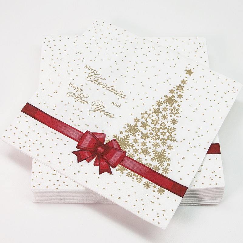 Салфетки 33 см, 20 шт. Красный бант