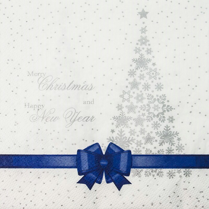 Салфетки 33 см, 20 шт. Синий бант