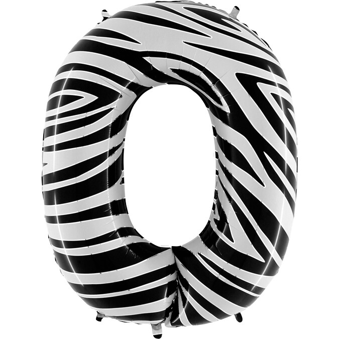 Шар фольга Цифра 40''/GR Анималистика Пятнистый окрас Зебра "0"