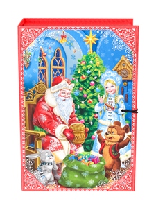 Коробка книга Дедушка Мороз и его внучка 13,5х20х6см