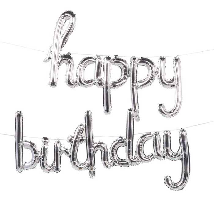 Шар фольга Буквы Надпись happy birthday серебро Silver ВЗ  