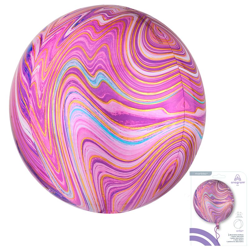Шар фольга Сфера 3D Deco Bubble 16" Мрамор Лиловый упак An