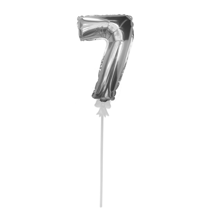 Шар фольга самодув Цифра 7"/КА Серебро "7" трубочка держатель