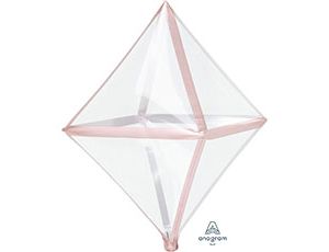 Шар фольга 3D Ромб прозрачный Rose Gold 38CM W X 25" 63CM H 15" An