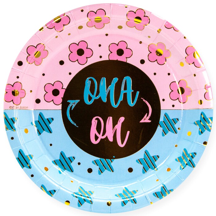 Тарелки бумажные 180мм Гендер Пати Голубой Розовый (уп6) ДонБал