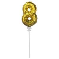 Шар фольга самодув Цифра 7"/КА Золото "8" трубочка держатель