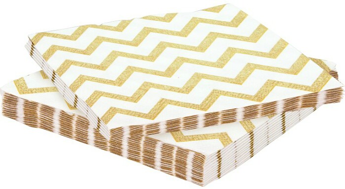 Салфетки 33см Белые зигзаги Золото (уп20) ВолВес