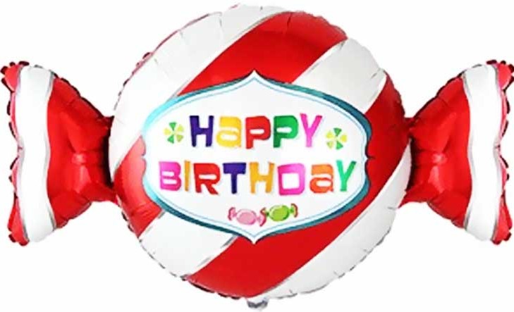 Шар фольга фигура Конфета С Днем Рождения Красный 36'' 91см FM