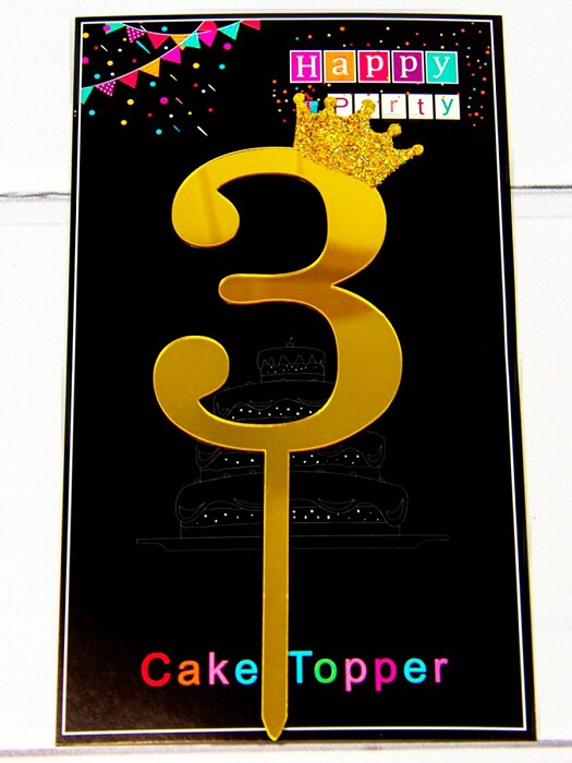 Топпер пластик Золото "3"
