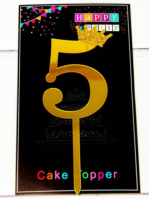 Топпер пластик Золото "5"