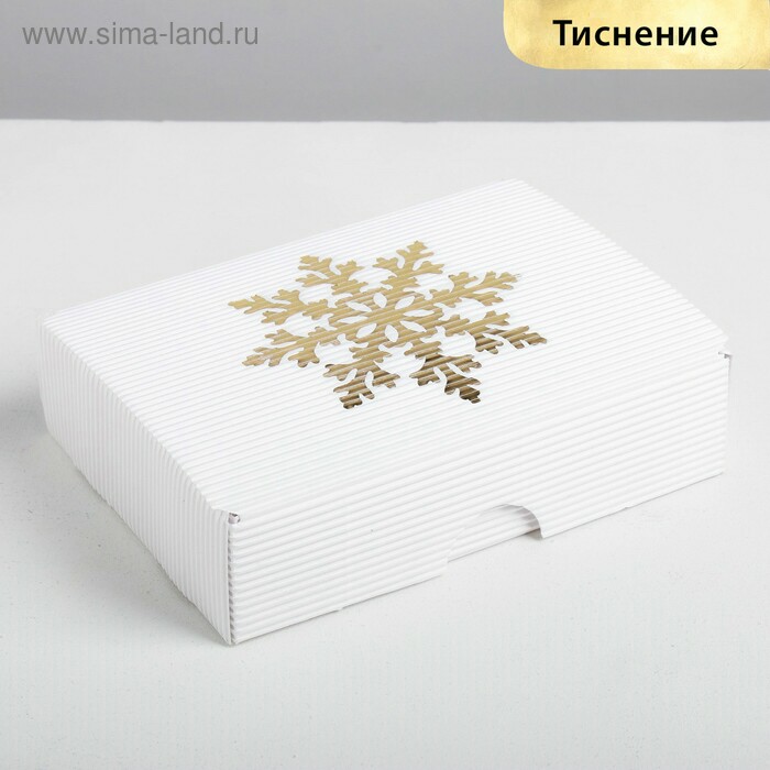 Коробка сборная рифленая Новогодняя 21х15х5см