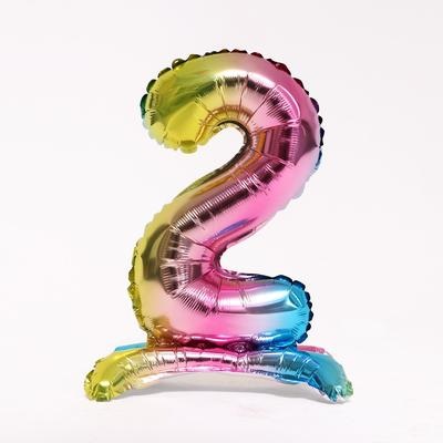 Шар фольга Цифра 32"/КА Градиент с подставкой "2"