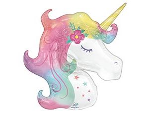 Шар фольга фигура Голова Единорога Спящий 33" 83х73см/An