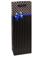 Пакет под бутылку 12x36x8,5см Чудесный подарок серебряный