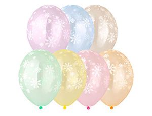 Шар латекс с рисунком 14"/Bb кристалл Снежинки нежные (25шт)