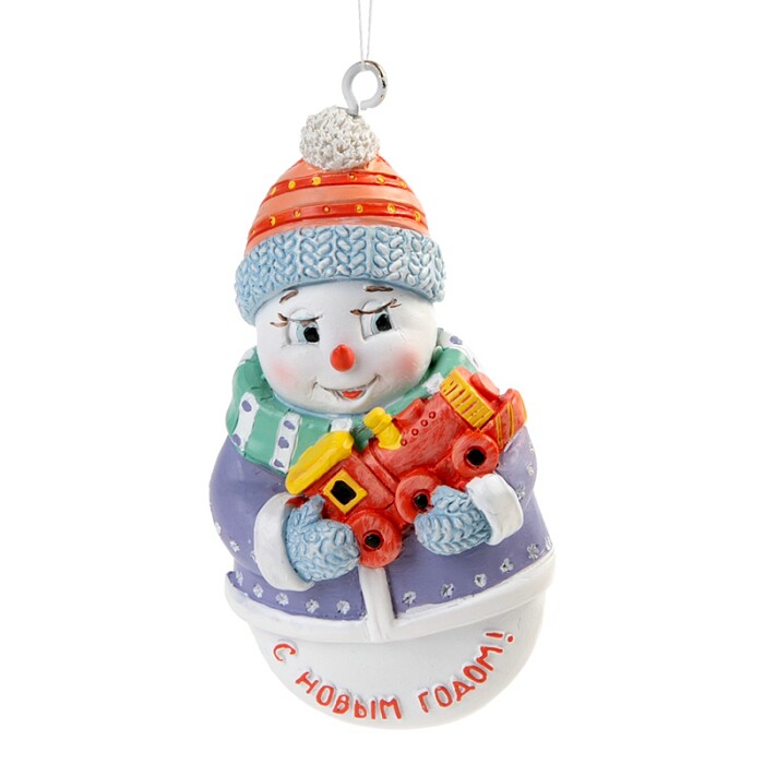 Подвеска Снеговик с паровозиком 4.5х1,7х7,5см