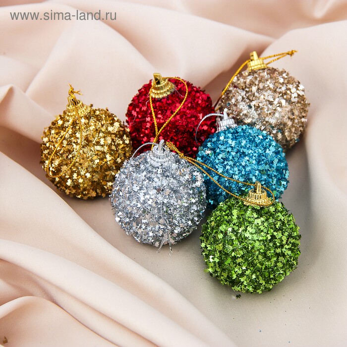 Игрушки на елку Шары   4,5см Блестки микс (уп6)