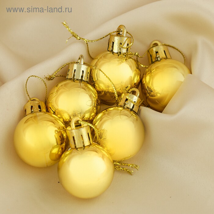 Игрушки на елку Шары   3см Глянец золото (уп6)