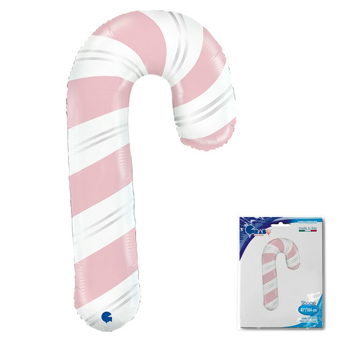 Шар фольга фигура Леденец трость нежно-розовый упак GR 41