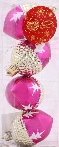 Игрушки на елку фигура Желудь морозные веточки 4,5х5,5см (уп4)