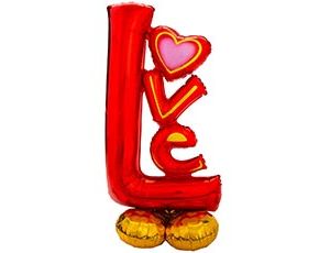 Шар фольга на подставке AIR LOVE красная 58" 29" 73см 58" 147см An