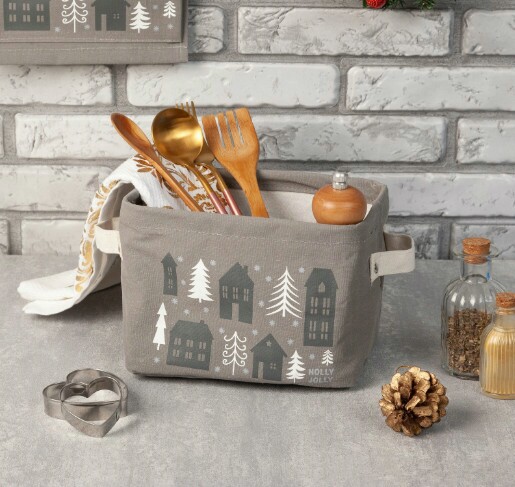 Корзинка текстиль Домики 20х16х14 5см