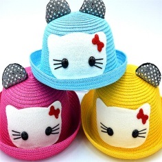 Шляпа саломенная с ушками Котик