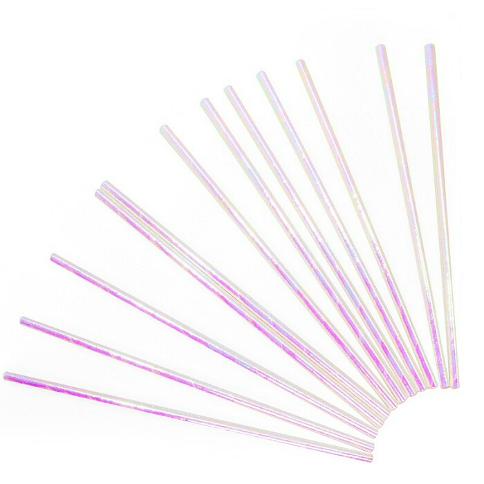 Трубочки для коктейля бумага перламутр Розовый (уп12)
