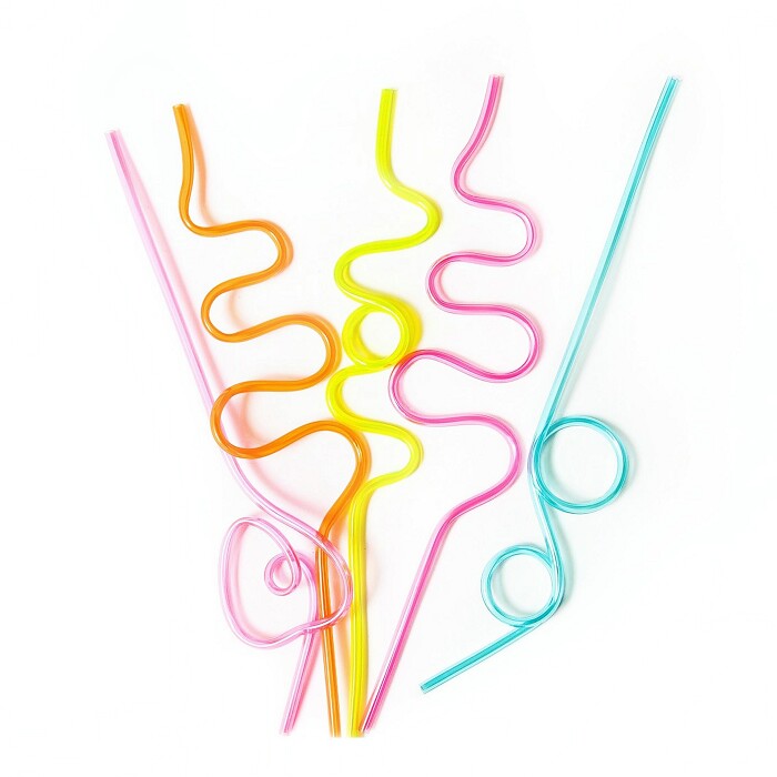 Трубочки для коктейля пластик Витая Ассорти (уп5) ВВ